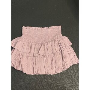 MIOU MUSE Smocked Ruffle Tiered‎ Mini Skirt Lavender Purple Size M